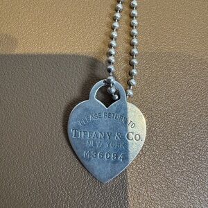 Tiffany & Co. Silver Heart Tag on Ball Chain